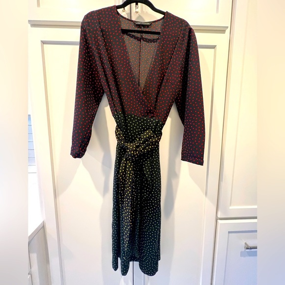 Zara Woman Polka Dot Wrap Dress. Size XL. EUC. Like New. Long Sleeve. Midi. - Picture 1 of 8